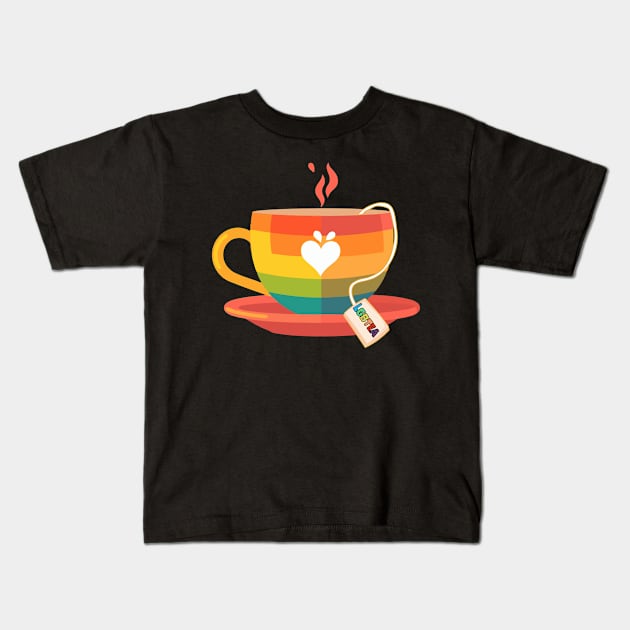 Proud LGBTQ gay pride tea drinker Rainbow Colored Tea Cup LGBTea Kids T-Shirt by star trek fanart and more